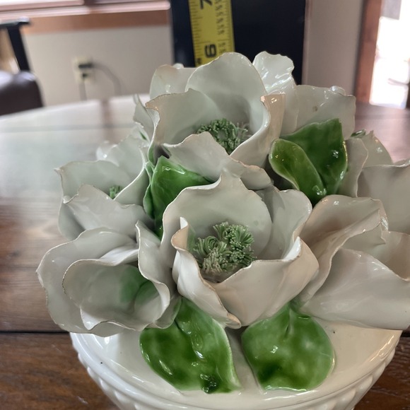 Meiselman‎ Made in Italy K261 Porcelain White Floral Lid Dish Jar Stunning Vtg - Picture 11 of 12